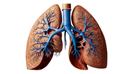 Human respiratory system lungs anatomy diagram for medical education and healthcare resources on transparent background