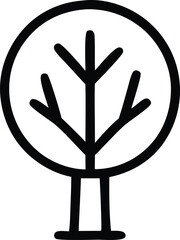 Obraz premium Simple hand drawn black and white outline of a stylized tree with a thick trunk and broad canopy