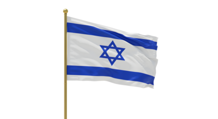 Waving Israeli flag with blue Star of David on white and blue stripes, symbol of Israel, perfect for national celebrations and cultural events