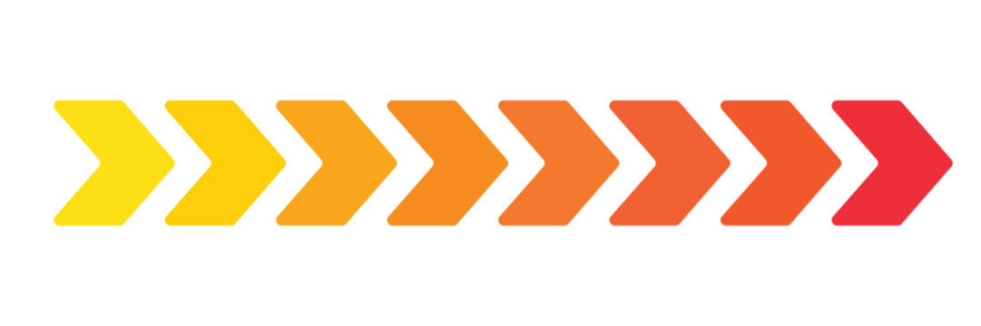 Dynamic colorful arrow trail graphic representing speed acceleration and fast movement forward motion abstract concept. transparent png and vector illustration.