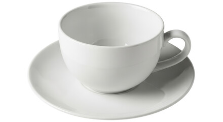 Isolated White Ceramic Cup and Saucer