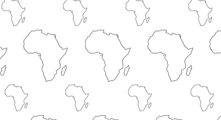 Seamless pattern of Africa continent outlines in various sizes, repeated on a white background.