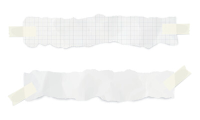 A creative set of torn grid tape and paper strip elements with paper clips, designed as transparent PNG overlays. Perfect for collage, scrapbook, digital journaling, moodboards, social media posts, an