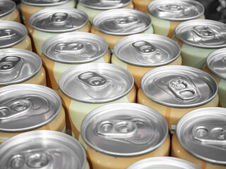 Canned drinks, close-up of a case