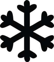 Obraz premium A stark black silhouette of a classic six pointed snowflake or starburst design on a clean white background