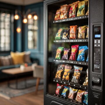 Modern snack vending machine in a trendy cafe