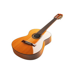 Classical acoustic guitar with wooden body isolated