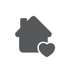 House with heart, icon, vector, sign.