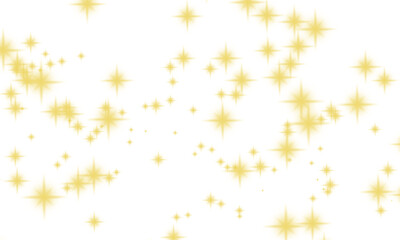 Scattered mustard colored starburst shapes on a dark black background view isolated on transparent background