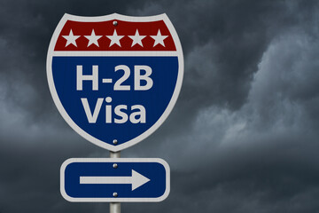 H2b Visa highway sign with arrow