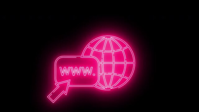 World Wide Web icon and globe icon with neon effect