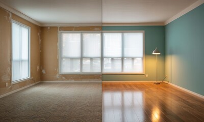 Obraz premium Before and after room renovation