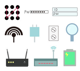 ID, password, code, magnifier, router, charging, Wi-Fi
