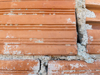 Red clay bricks wall texture background