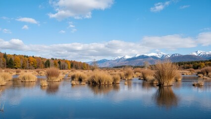 Fototapeta premium autumn landscape with lake