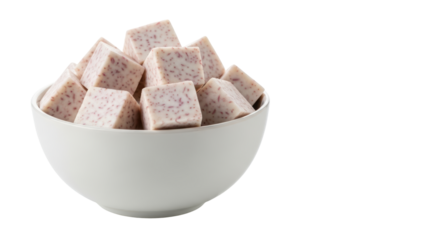 Isolated taro cubes in bowl