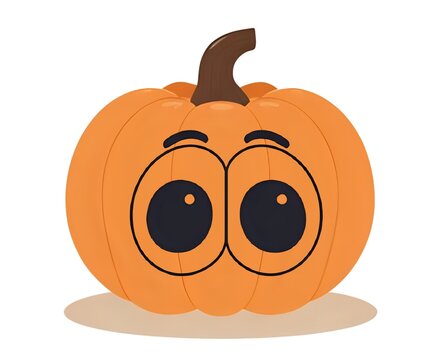 cartoon of an orange pumpkin with googly eyes 