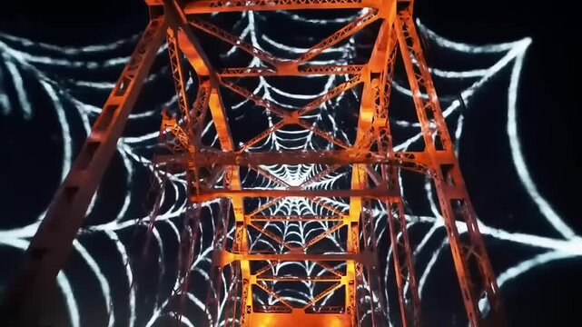 Spiderweb bridge at night
