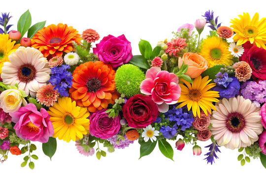 Flower Wreath Isolated on White Background as Transparent. PNG. AI GENERATED - Powered by Adobe