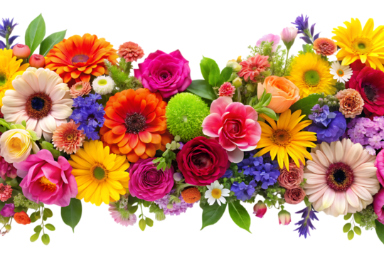 Flower Wreath Isolated on White Background as Transparent. PNG. AI GENERATED