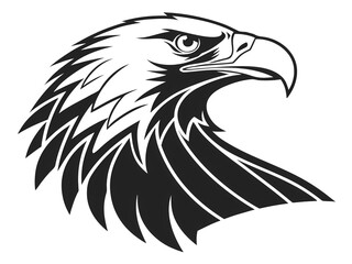 Obraz premium Stylized Black and White Eagle Head Profile isolated on transparent background