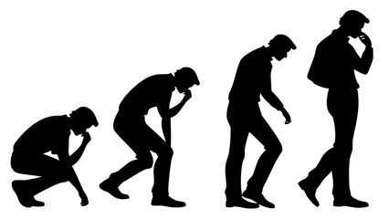 Obraz premium Silhouette illustration of human evolution stages from ape to man