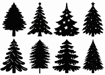 Obraz premium christmas trees festive silhouettes