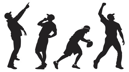 Silhouettes of baseball and football players