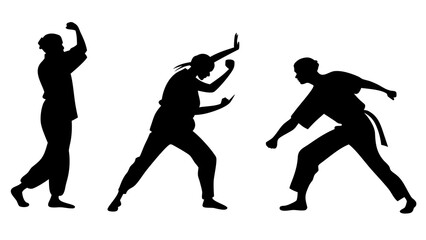 Fototapeta premium Silhouettes of martial art fighters in different poses