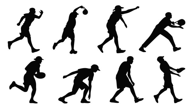 Silhouette of various sport players in action