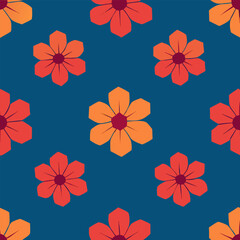 Obraz premium Tropical hibiscus flower clusters arranged in a repeating hexagonal geometric pattern for textile or wallpaper design