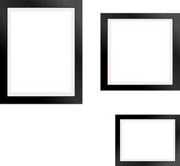 Black empty frames for photos hanging on the wall. Vector illustration