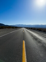 Mountains and Empty scenic highway in Nevada, USA. High quality photo