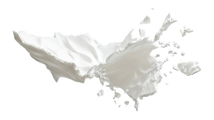 Styrofoam broken pieces flying through the air fragmented material isolated on white background