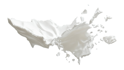 Styrofoam broken pieces flying through the air fragmented material isolated on white background