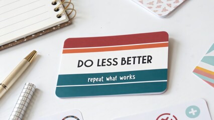 Motivational card design featuring productivity phrase and modern aesthetic elements