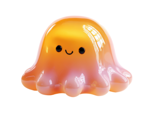 A cute glossy smiling octopus character with a yellow and pink gradient texture.