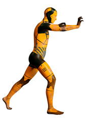 3D Rendering Male Robot on White
