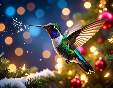 Hummingbird at Christmas - Powered by Adobe