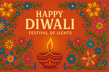 Obraz premium Golden diya, candle with inscription on the background of 