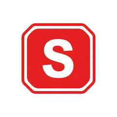 Bold black letter s inside a red octagonal frame with a subtle gradient isolated on transparent background