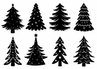 Obraz premium Christmas Tree Silhouettes