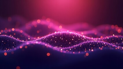 Abstract Particle Dots Background Banner — Glowing Digital Waves Background