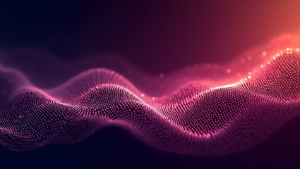 Abstract Particle Dots Background Banner — Glowing Digital Waves Background