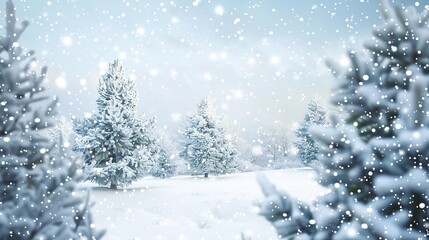 Festive Christmas Snow Scene Background with Serene Winter Ambiance