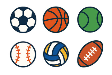 Obraz premium Popular Sports Balls Icons Collection
