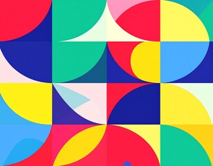 Obraz premium Vibrant geometric shapes in a colorful grid