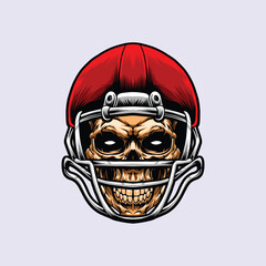 Skull With Helmet American Football Vector