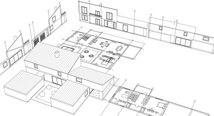 house sketch plan 3d rendering