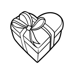 A charming hand drawn illustration of a heart shaped gift box tied with a ribbon isolated on white background isolated on transparent background